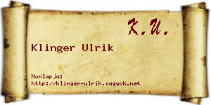 Klinger Ulrik névjegykártya